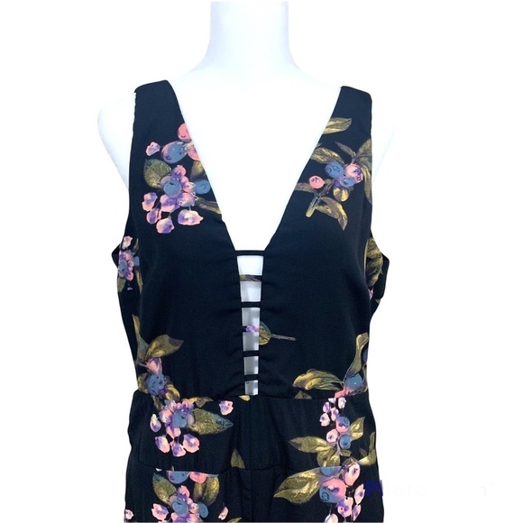 Abbeline Black Blueberry Wide Leg Jumpsuit Medium - Picture 2 of 6